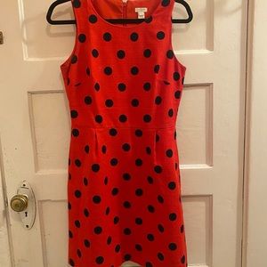 J crew red polka dot dress